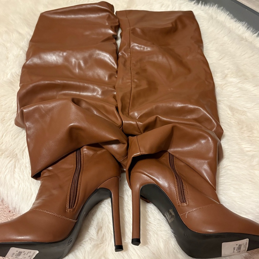 Wild Diva Brown Over the Knee Boots - Picture 3 of 4
